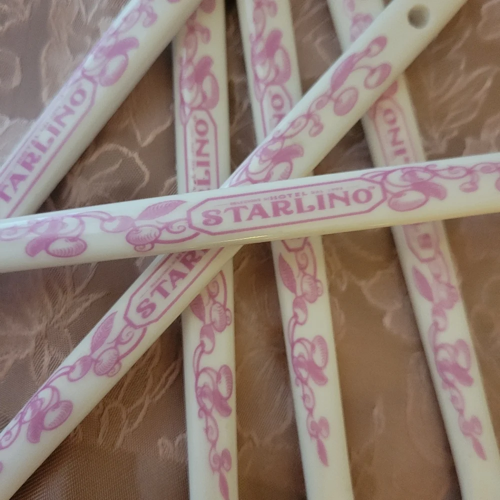 Hotel Starlino Logo Ceramic Spoons (6) ~ Bar Cart ~ Coffee Bar ~ Dessert Spoon
